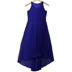 The Limited Women's Pleated High Low Midi Dress Sleeveless Size XS Blue Pocket